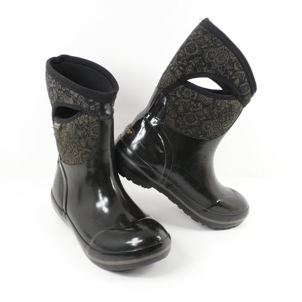 Bogs Women's Farm Boots Size 8 Classic Mid Waterproof Floral Rubber Winter